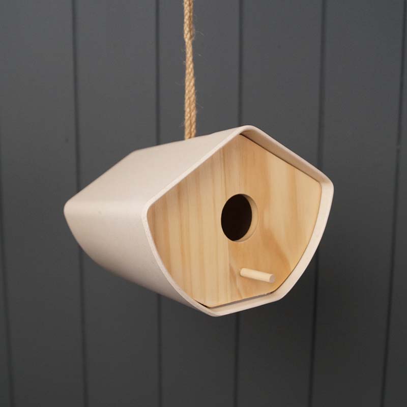 Earthy Natural Bamboo Japandi Birdhouse H12cm detail page